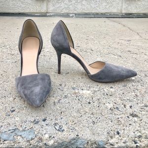Elsie Lana suede d’orsay grey pumps